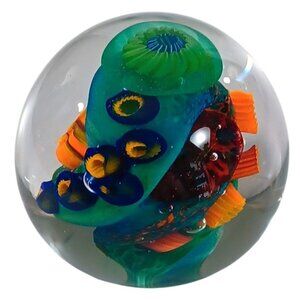 Aro Schulze Vitra Coral Reef Art Glass Paperweight JellyfishAnemone 1996 Signed